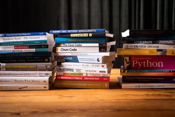 Books on the shelves of the Polar Squad office library
