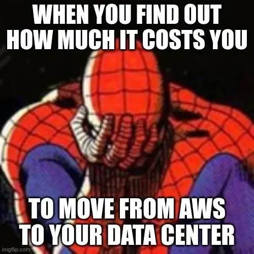 Depressed Spider-Man meme about being locked into one cloud provider